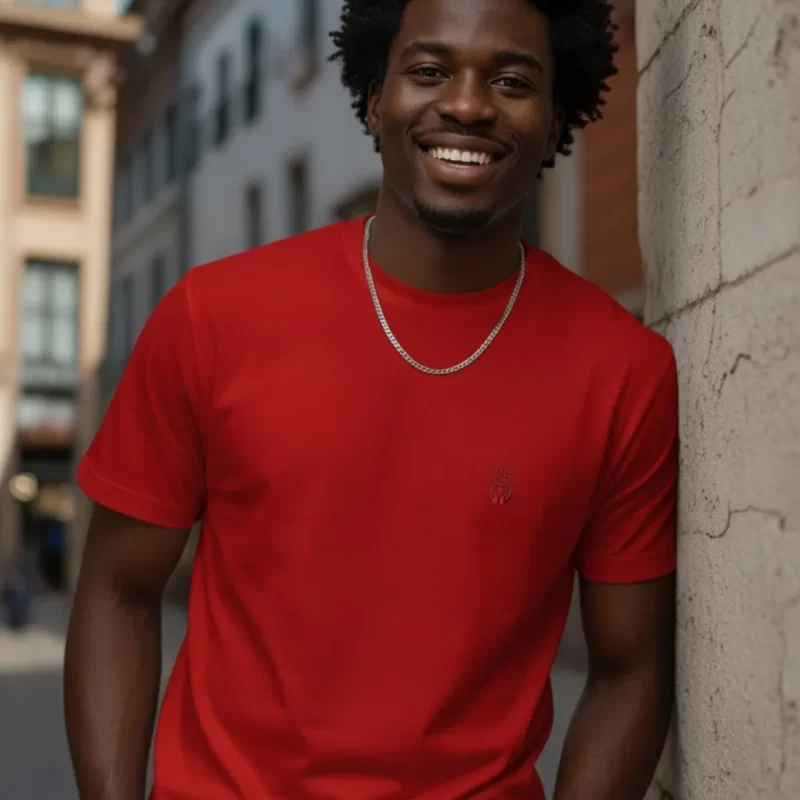 Camiseta de Algodão Premium Masculina Vermelho